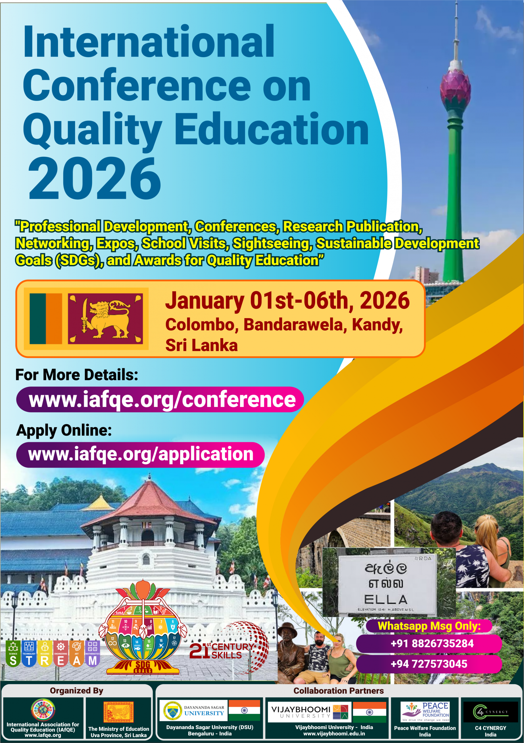 Initial Payment for the International Conference on Quality Education 2026 January - Sri Lanka